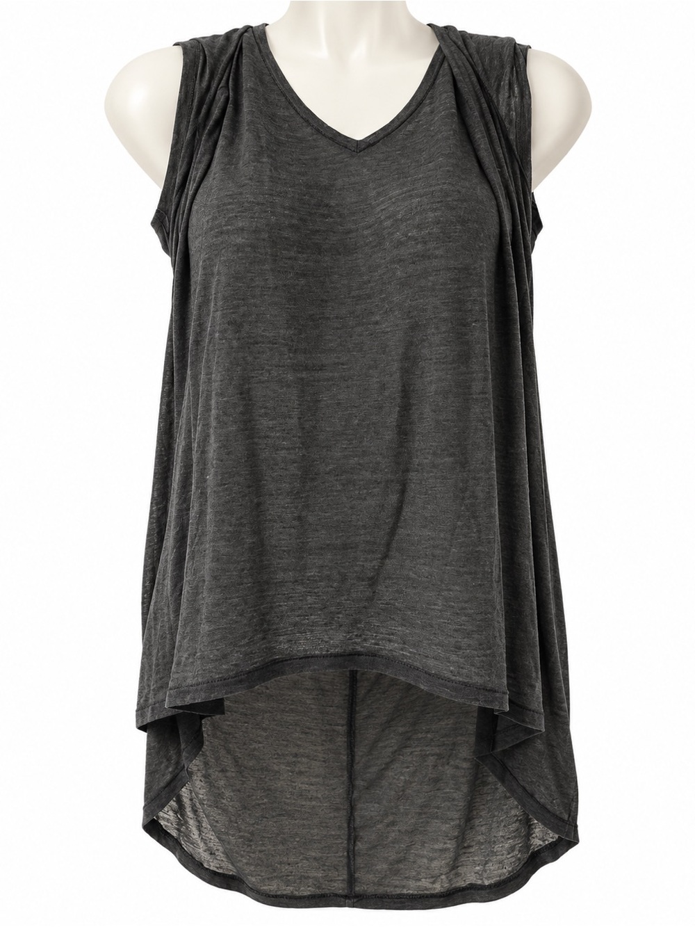 Divided Grey High Low Layered Tunic Top Sleeveless